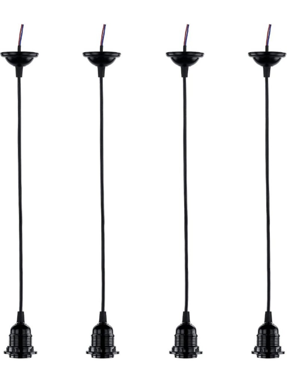 4 Pack Adjustable Mini Pendant Light Kit - E26 Lampholder for Kitchen & Home